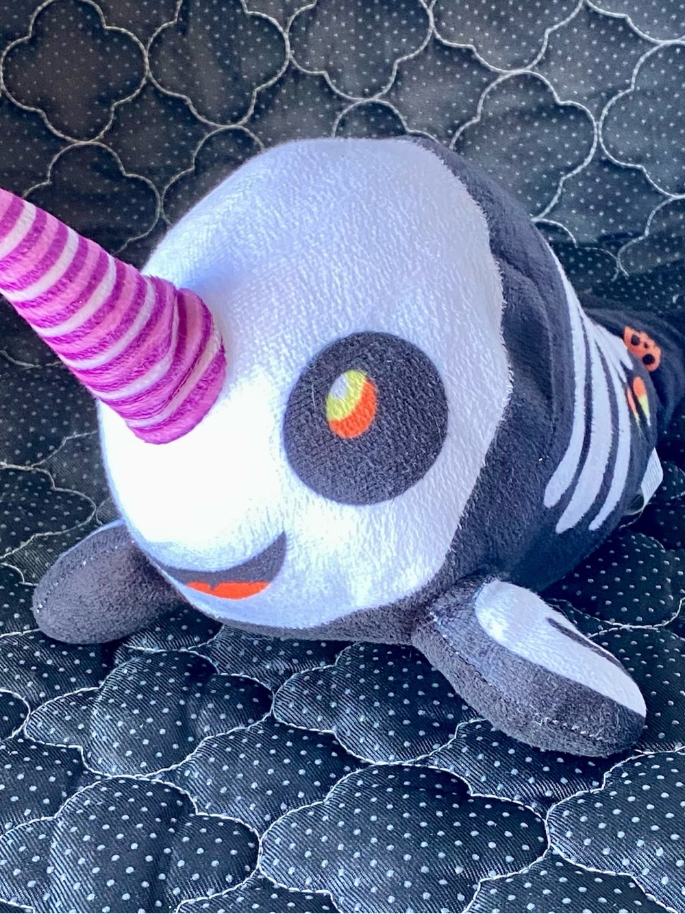 Kawaii Gray & Purple Narwhal Plush Toy - Cute Skeleton Design